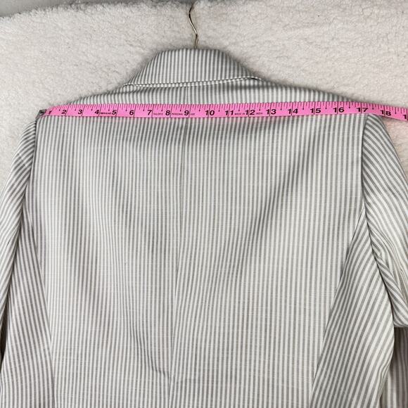 Preston & York Blazer Womens‎ 12 Beige White Striped Single Button Career Jacket - Picture 12 of 13